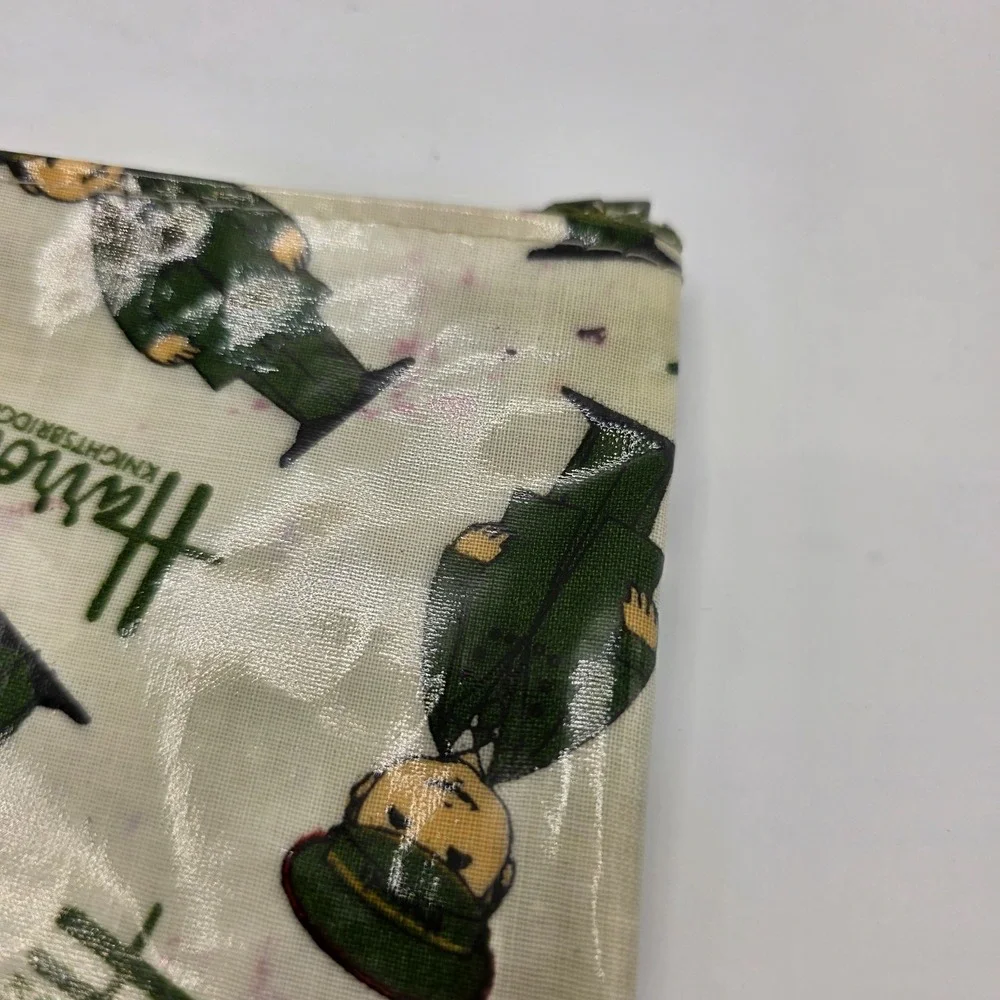 Harrods Knightsbridge Green Man‎ Doorman Coated Canvas Zipper Pouch Cream Small